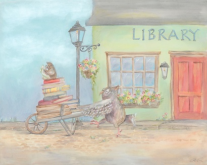30 x 24 Owls Leaving the Library (IBG)