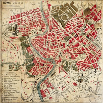 40 x 40 Vintage Map Rome (IBG)