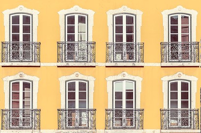 36 x 24 Yellow and White Lisbon Building (IBG)