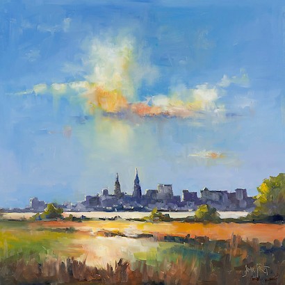 40 x 40 Charleston Skyline at Dusk (IBG)